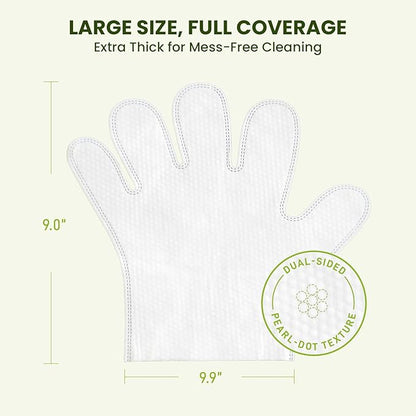 12PCS Hypoallergenic Pet Glove Wipes for Dogs, Cats & Small Animals | No-Rinse Deodorizing Dog Wipes for Paws, Butt, Eyes & Ears | Pet Wipes for Stain & Odor Cleanup Between Baths & Travel