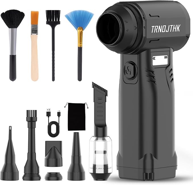 Electric Air Duster, 150000RPM Powerful Cordless Blower with Vacuum, 10-Gear Rechargeable Cleaner for Computer, Keyboard, Car Vent and Camera Gears