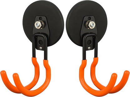 MUTUACTOR Updated Magnetic Hook Heavy Duty,40lbs 2-Pack Super Strong Magnet Garage Hook,Anti-Scratch Large Magnets Hook for Hanging Impact Drivers Trailer Cord Shovel Tool Organizer