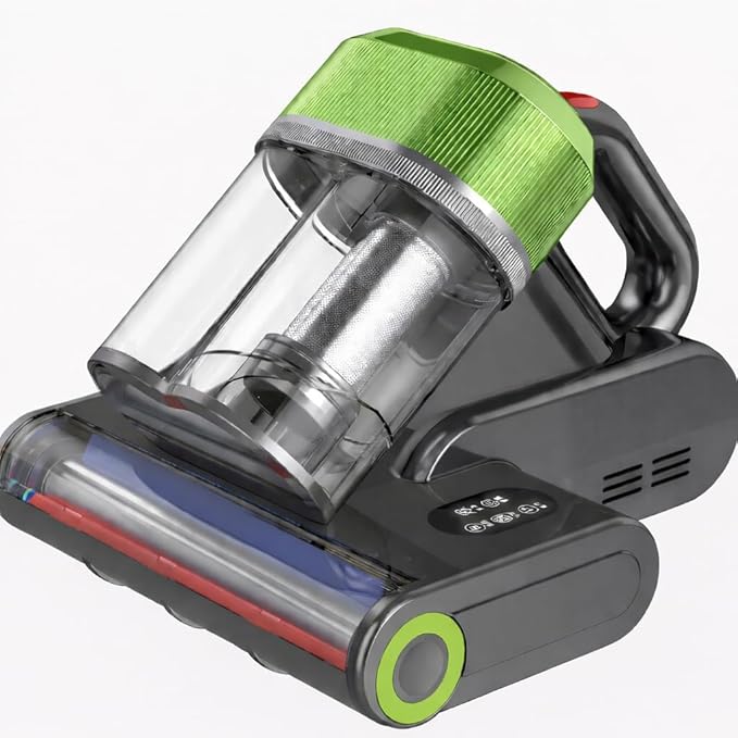 Mattress Vacuum Cleaner, 18Kpa Bed Vacuum with UV-C Light, Heat, HEPA Filter & Ultrasonic for Bed, Sofa, Couch & Crib Green