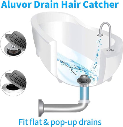 Aluvor Shower Drain Hair Catcher Bathtub Drain Cover Shower Protector for Pop-Up & Regular Drains