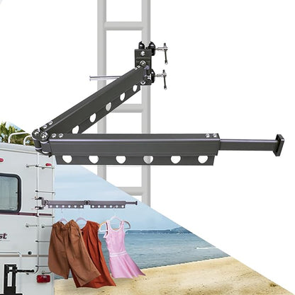 RV Clothes Drying Rack, 35 Inch Telescopic Trapezoid Laundry Hanger, Aviation Aluminum, Foldable & Rustproof, 50 LBS Load Capacity, Portable & Easy to Install for RV, Camper