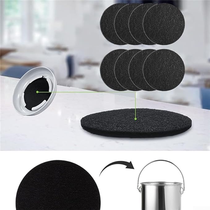 8pcs Filters Round Indoor Kitchen, Compost Bucket, Activated, Charcoal Filters(184 * 10mm)