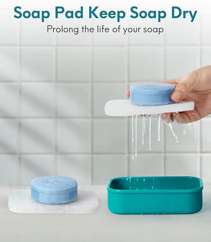 Quatish Solid Shampoo Bar Holder, Large Leakproof Travel Soap Case, Silicone Soap Box with Draining Layer, Enhanced Soap Container, Suitable for Camping, Gym, Bathroom, Outdoor Essentials, Green