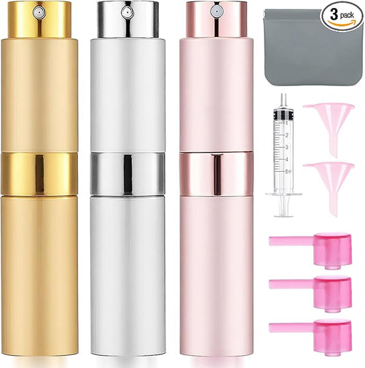 3 Pack 8ML Empty Atomizer Sprayer for Perfume Cologne Spray Bottle for Refill Portable Cologne Dispenser Mini Sprayer for Men Twist Tpye