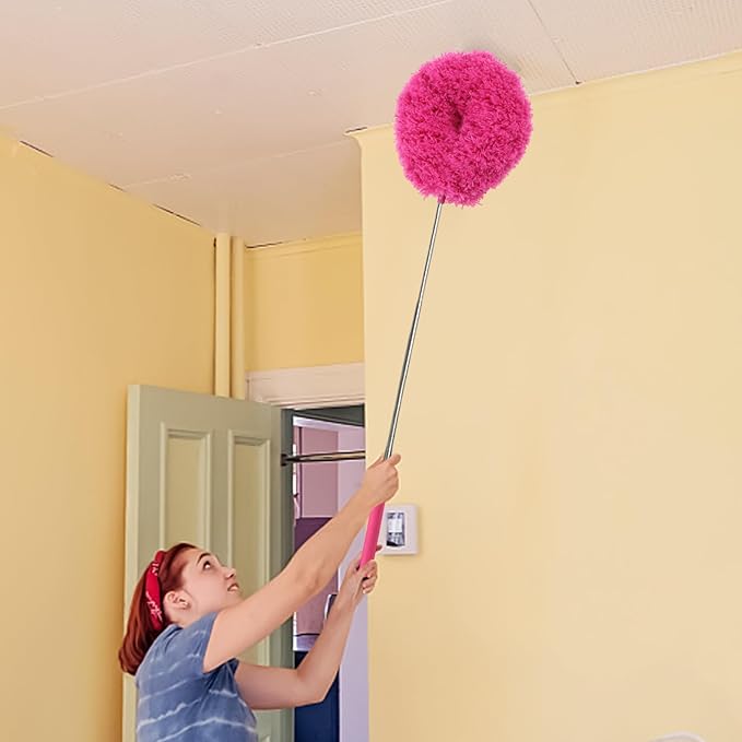 Extendable Cleaning Duster - Household Furniture Dusting Tool, Ceiling Fan Dust Remover | Flexible Telescopic Handle System, Bendable Microfiber Head with Soft Reach for High Area Cleaning