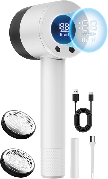 Heapsion Fabric Shaver Lint Remover, 10700 RPM Sweater Shaver with 6-Blade Head, Hidden Lint Roller, 3-Speed Fuzz Remover, LED Display, Type-C Rechargeable for Clothes & Furniture
