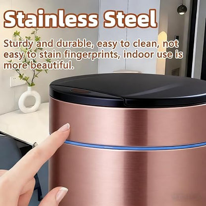 Garbage Can with Lid, Intelligent Sensor Opening and Closing, Small Garbage Can for Living Room, Bedroom, Kitchen and Bathroom (2, Pink)