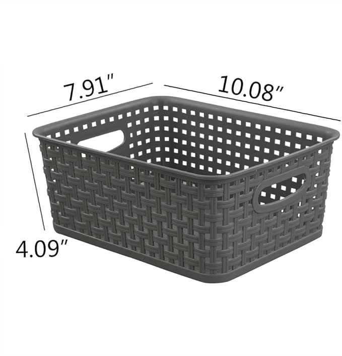 Idomy 6-Pack Plastic Storage Baskets/Bins, Rectangle