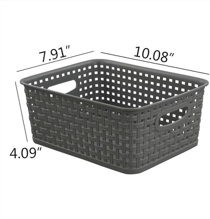 Idomy 6-Pack Plastic Storage Baskets/Bins, Rectangle