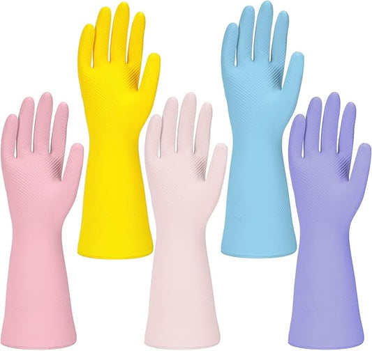 Jsocoah Cleaning Gloves for Dishwashing, 4/5 Pairs Reusable Kitchen Gloves for Wash, Household Cleaning Glove for Dishes Pet