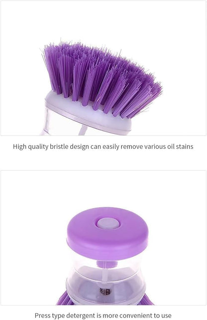 Dish Brush with Soap Dispenser, Dish Scrubber with Soap Dispenser with Comfortable Holder for Pot Pan Sink Cleaning, Dish Scrubber Brush, Soap Dispensing Dish Brush, 1pack, Green
