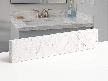 Bathroom Vanity Sink Backsplash/Sidesplash (Engineered Carrara Marble, 4" x 22")