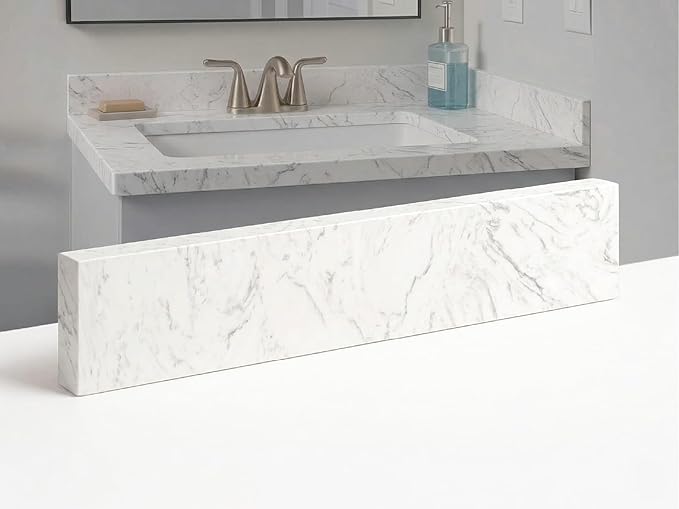 Bathroom Vanity Sink Backsplash/Sidesplash (Engineered Carrara Marble, 4" x 24")