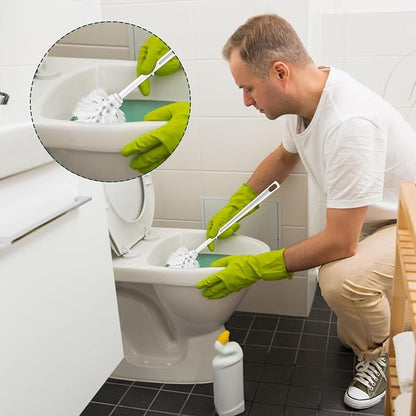 12sets toilet brush and holder set white disposable Toilet Bowl Brush and Plastic Holder Bathroom Deep Cleaning Combo with Caddy Stand Professional Janitorial Scrub Brushs Cleaning Accessor
