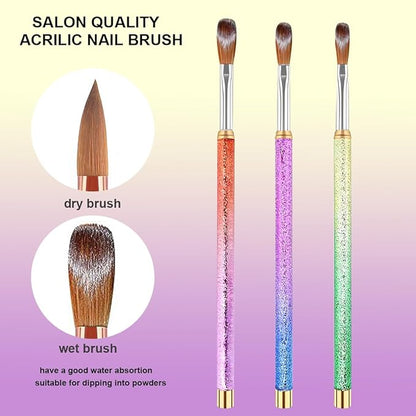 Nail Art Clean Up Brushes,3PCS Soft Cleaner Brush with Cute Fruit Design for Makeup Application, Flat/Oval/Fine Angled Gel Nail Brushes,Nail Art Tools for Cleaning Polish Mistakes on the Cuticles