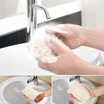 E-Know Soap Bag, 10 Pack Natural Sisal Soap Saver, Zero Waste Plastic-free Soap Net, Foaming and Drying The Soap, Massage, Peeling