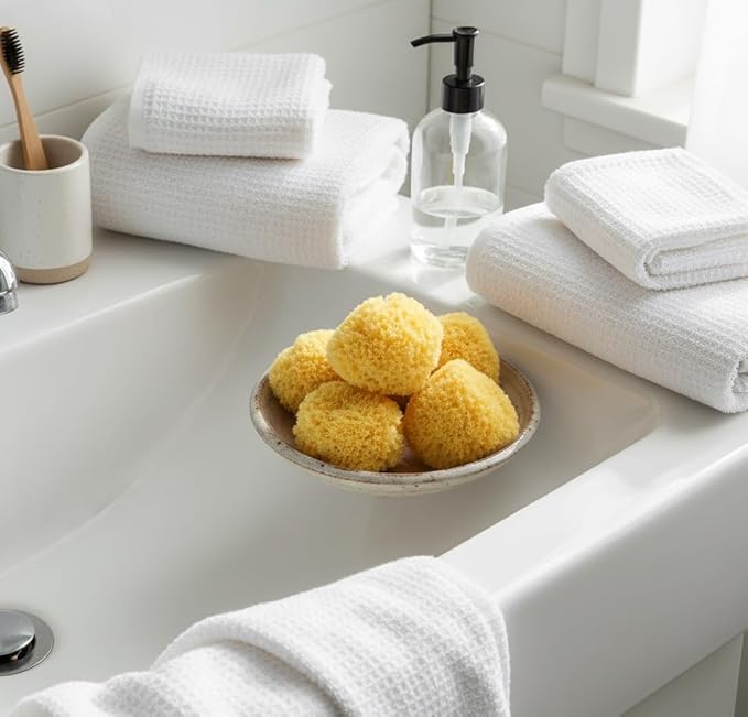 Natural Yellow Sea Silk Sponges 1,5 Inches Pack of 5 in an Organza Bag. Great for Cosmetic Use: Makeup Removal, Facial Cleansing & Cleaning. Softly Rough but Not Skin Irritating