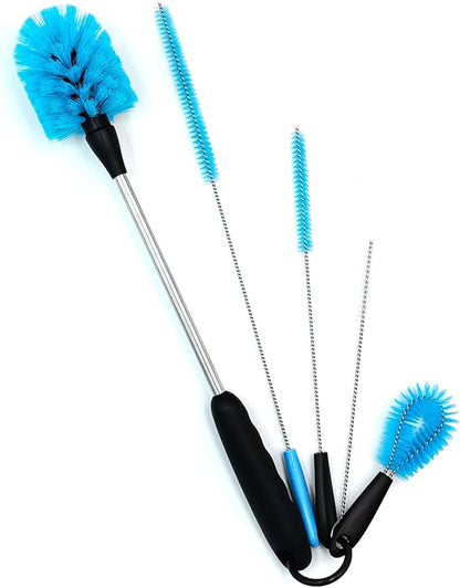 5-in-1 Tumbler Brush Cleaner Set, Cleaning Brush Washing Straw Tube lab Cleaning with Long Handle, for Water Bottle Brush Washing Coffee Mug Kettle Decanter Pipes lids Sinks Cap Covers