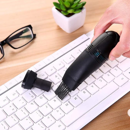 Handheld Mini Vacuum Cleaner, USB Rechargeable Keyboard Cleaner with Brush, Portable Cordless Dust Sucker for PC Laptop Office Desk Home (Black)