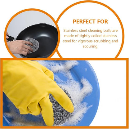 CHILDWEET 15pcs Steel Wire Ball Pot Cleaning Scrubber Set Heavy Duty Metal Scrubber for Pan Grill Stone Cleaning Kitchen Dishwashing Supplies
