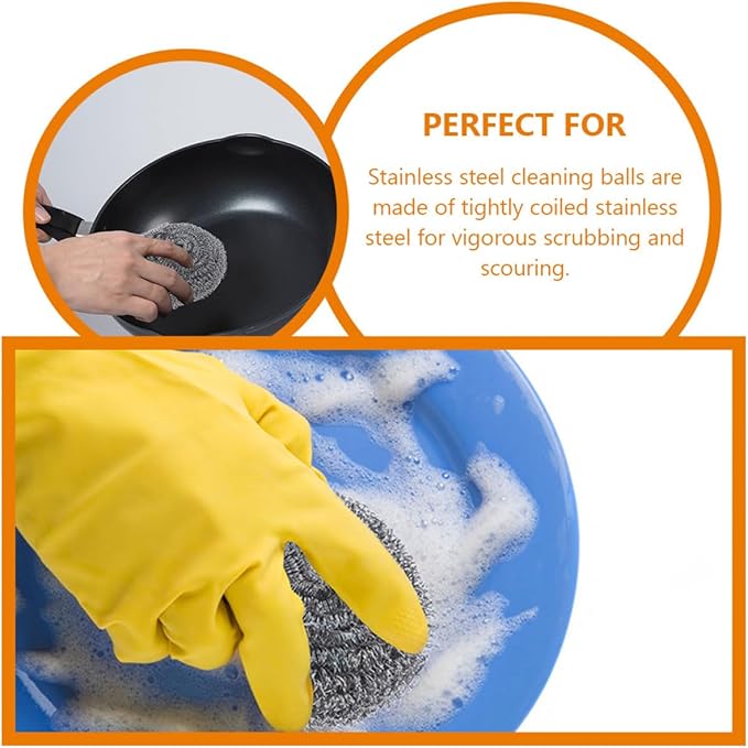 Yardwe 15pcs Steel Wool Scrubber Pot Cleaning Pads Kitchen Dish Scrub Brush Stainless Steel Scouring Balls for Grill and Pan Cleaning Household Use
