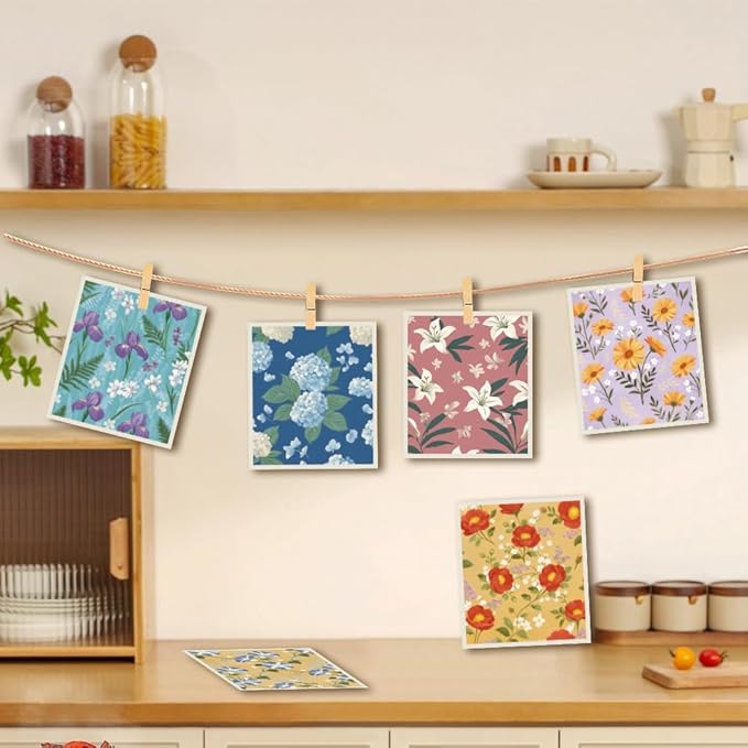 6Pcs 6 Styles Swedish Dishcloths for Kitchen Reusable Quick Drying Sponge 7.7 x 6.8 Inch Countertop Cleaning, Floral Swedish Dish Cloth Absorbent Towels for Dishes Home Tableware Wiping Use