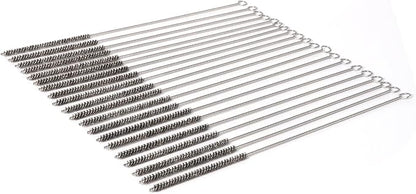 12 Inch Pipe Cleaning Brush Set with Stainless Steel Bristles, Steel Wire Tube Brush Kit for Auto Parts Polishing, Machining, Bottles, Tubes, Etc.（6mm-20pcs）