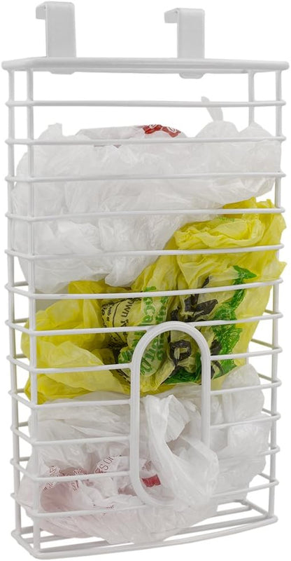 Home Basics over the Cabinet Plastic Bag Organizer and Grocery Bag Holder, White