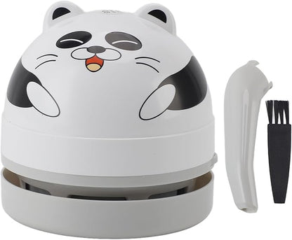 aqxreight Cute Cartoon Desktop Vacuum Desktop Cleaner with Vacuum Nozzle Cleaning Brush Portable Mini Table Dust Cleaner for Cleaning Dust Crumbs Computer Car (Panda)