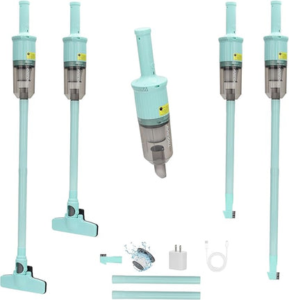 6-in-1 Rechargeable Household Stick Vacuum Cleaner, Convertible to Handheld, for All Kinds of Cleaning in Your Home on Hard Floors, Upholstery, Sofas, Cars (Green)