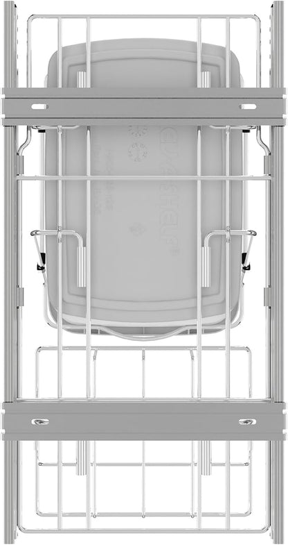 Rev-A-Shelf Single 35 Qt Pullout Trash Can for Base Kitchen Cabinets, Garbage Waste Bin System with Full Extension Slides, Min Opening Width of 11.5", White/Chrome, RV-12KD-11C