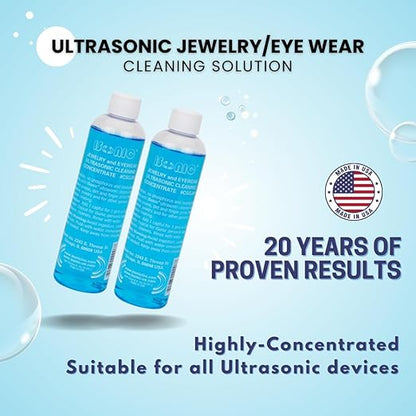 iSonic Ultrasonic Jewelry & Eyeglass Cleaner Solution Concentrate - Professional Cleaning Liquid for Ultrasonic Machine - Clean Gold, Silver, Diamond, Watch, Glasses, Eye Wear, 8-oz. [2-Pack]