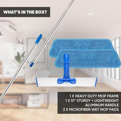 Cinch Mop - Microfiber Mop for Hardwood Floors - Flat Mops System for Wood, Tile, Laminate, Vinyl, 2 Wet Pads Refills, Reusable Micro Fiber Mopping Heads