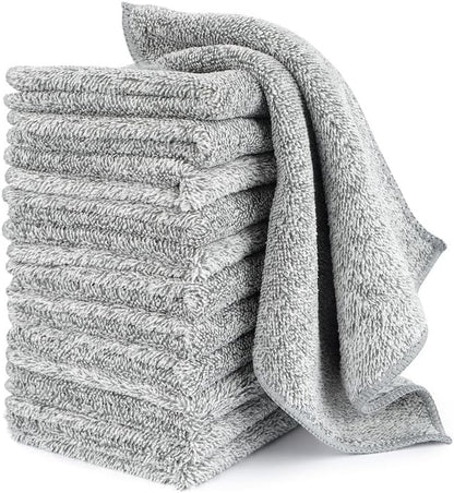 Kitchen Dish Cloths, 12 Pack, 10 x 10 Inches, Super Absorbent Microfiber Dish Towels, Soft Lint Free Reusable Dish Rags for Washing Dishes, Drying, Counters and Sink, Grey