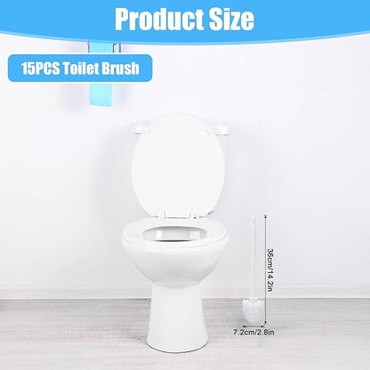 JIEYAO 15 Pcs Heavy Duty Toilet Brush, 14.2 Inch Commercial Toilet Bowl Brush White Long Scrubber Cleaning Scrub with PP Handle Nylon Bristles for Bathroom Household Cleaning