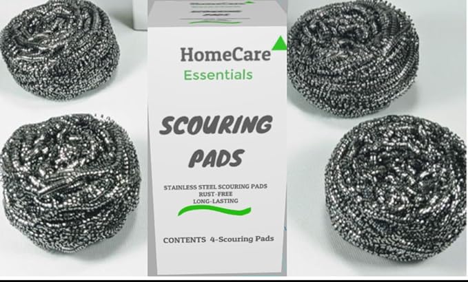 Scouring Pads Rust Free Long-Lasting 4-Pack, Silver, LA24-7