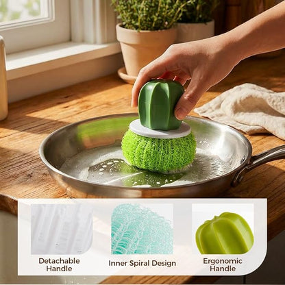 Comfort Grip Soap Dispensing Kitchen Scrub,Soap Dispensing Dish Brush,Replaceable Cleaning Brush,Dispenser has Non Slip Handle for Cleaning Dishes, Pots, Pans,Sinks (C)
