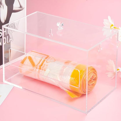 Trash Bag Organizer Dispenser, Acrylic Garbage Bag Holder Dispenser, Trash Bag Roll Box for Wall Mount, Clear