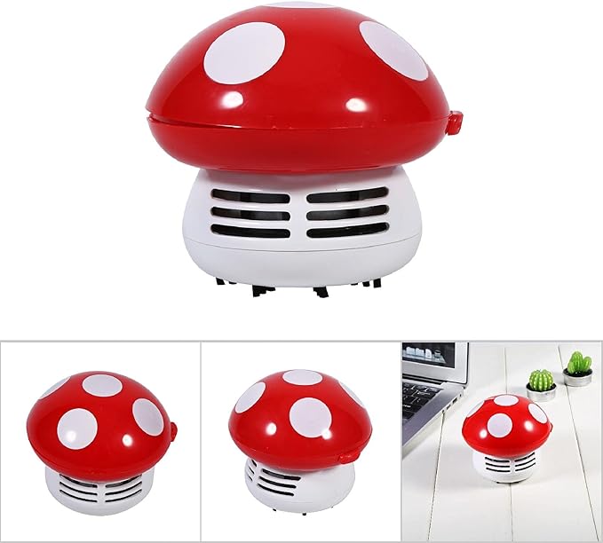 Mini Desktop Vacuum, Cute Vacuum Cleaner Portable Desk Vacuum Sweeper Desk Dust Cleaner for Tabletop Cleaning Eraser Waste, Crumbs, Hair(red)