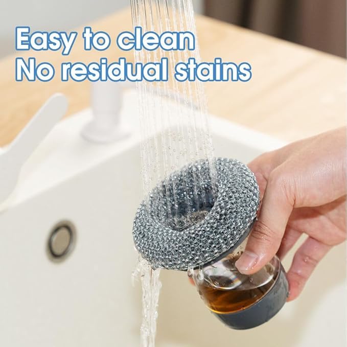 Comfort Grip Soap Dispensing Kitchen Scrub, Dish Brush Soap Dispenser, Multifunctional Pressing Cleaning, with Built-in Liquid Dispenser, Replaceable Nylon Bristles (1 Set)