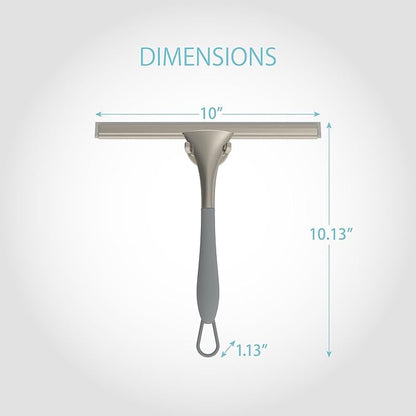 Better Living Products 17500 Soft Grip Shower Squeegee, 10-Inch Rubber Blade, Grey/Nickel