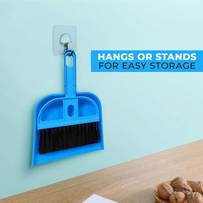 Mini Broom and Dustpan Set - Compact Cleaning Kit for Home, Car, Camping, Small Spaces, Pet Cleanup, and Travel - Durable Small Broom and Dustpan Set Mini - Green Broom