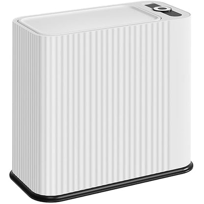 SUBEKYU Bathroom Trash Can with lid,3.5 Gal Small Kitchen Garbage Can,Plastic Office Waste Bin,Slim Wastebasket for Narrow Space,White