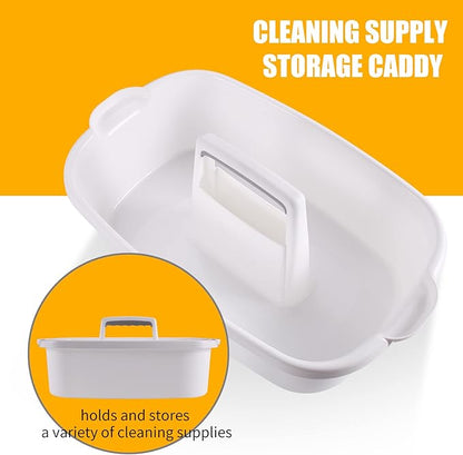 2-Pack Large White Cleaning Caddy for Cleaning Supplies with Handle - Portable Plastic Tote Organizer for Shower, Bathroom, Kitchen, Under Sink Storage