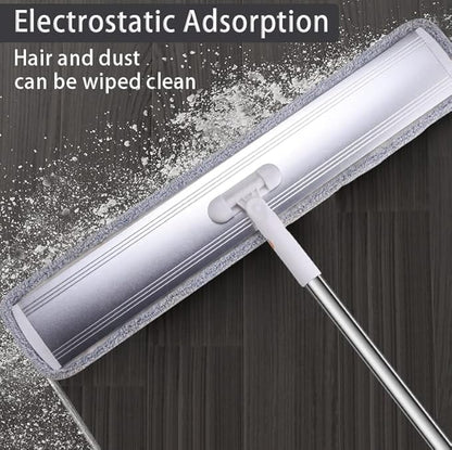 Flat Mop for Cleaning Floors Heavy Duty Microfiber Wet Mop Deep Cleaning for Hardwood, Tile & Laminate, Includes 4 Reusable Washable Pads and Adjustable Long Handle (32 in Mop Set)
