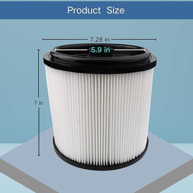 Replacement HEPA Filter Compatible with RYOBI RY40WD01, 40V 10 Gallon Wet Dry Vacuum Cleaner, Large Cartridge Filter for Part # A32RF07