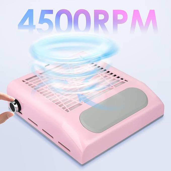 CoFashion Nail Dust Collector for Acrylic Nails Vacuum Machine, 80W Adjustable Vacuum, Electric Nails Filter for Manicure Nail Fan Dust Collector