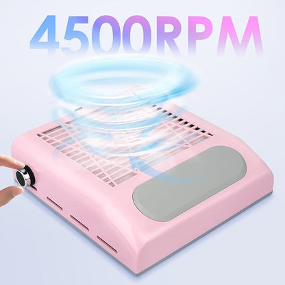 CoFashion Nail Dust Collector for Acrylic Nails Vacuum Machine, 80W Adjustable Vacuum, Electric Nails Filter for Manicure Nail Fan Dust Collector