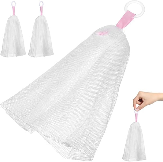 Ipetboom 3 Pcs Japanese Soap Foaming Nets Exfoliating Mesh Soap Saver Pouches for Facial Cleansing Easy to Use for Body and Shower